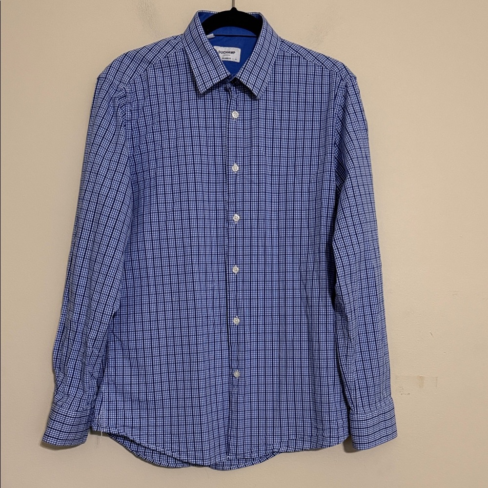 Duchamp Blue Plaid Men's Shirt